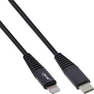 InLine® USB-C Lightning-kabel, voor iPad, iPhone, iPod, zwart/aluminium, 1 m