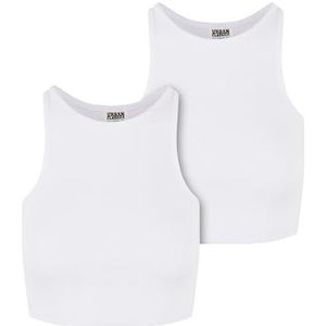 Urban Classics Dames Top Dames Organic Cropped Rib Top 2-Pack White/White S, wit/wit, S