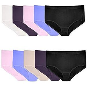 Fruit of the Loom Women's Underwear Breathable Panties (Regular & Plus, Plus Size Brief-Micro Mesh-10 Pack, 11