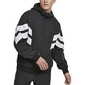 Urban Classics Herenjas Crinkle Panel Track Jacket, trainingsjack voor mannen, verkrijgbaar in 3 kleuren, maten S - 5XL, zwart/wit, L