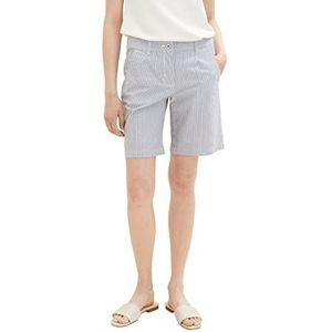 TOM TAILOR Dames 1036867 Bermuda Shorts, 32176-Offwhite Black Stripe, 32, 32176 - Offwhite Black Stripe, 32