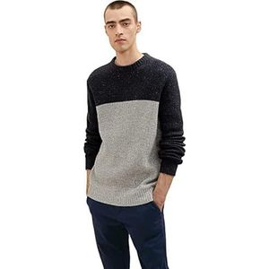 TOM TAILOR Uomini Gebreide trui met kleurblok 1033658, 30664 - Blue Grey Color Block Nep, L