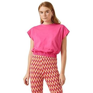 Koton Basic T-shirt voor dames, elastische taille, katoen, Roze (250), XXL
