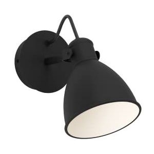 EGLO LED wandlamp San Peri 1, muurlamp industrial met beweegbare spot, lamp wand binnen, wandverlichting van zwart en wit metaal, wandspot met GU10 lichtbron, warm wit