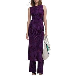 Midijurk - Paarse Tinten - Mouwloos - Oosterse Bloemenprint - Slim Fit