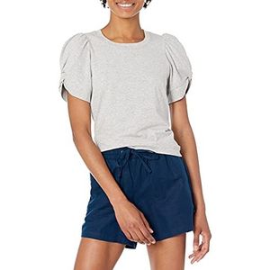 Amazon Essentials Dames Classic-Fit Twist Mouw Ronde hals T-shirt, Lichtgrijs Heather, M