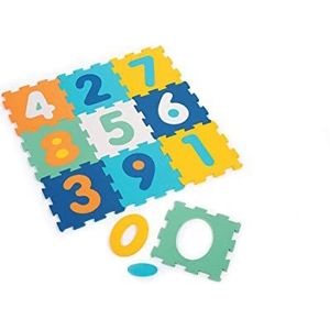 LUDI - Tegelmat met cijfers - Grote puzzel met 9 schuimrubberen tegels - Vanaf 10 maanden - Ontwikkelt Baby - Ontwikkelt Welzijn, Touch, Ontdekking en Reflectie - Binnen en buiten - 90 x 90 x 1,2 cm