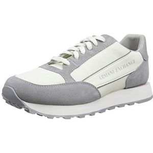 Armani Exchange Herensneakers met contrasterende inzetstukken, Gebroken wit zilver, 39 EU