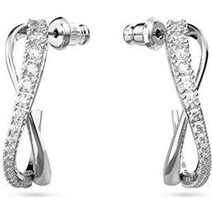 Swarovski Twist Ringoorbellen, Wit, Rodium Toplaag