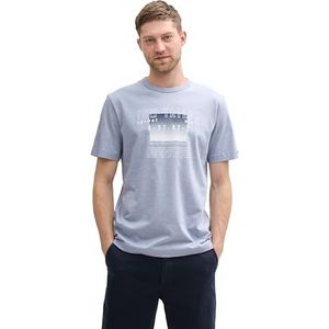 TOM TAILOR T-shirt met lange mouwen voor heren, 37682 - Dove Blue White Fine Stripe, M