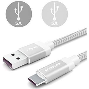 TUPower K33 USB C kabel Supercharge naar USB A 2.0 0.3m flexibele oplaadkabel voor Huawei Mate 30 20 10 Pro P20 Pro P10 P9 Plus Honor View 20 kort, zilver, 1x0,3m, TP-CK-K33