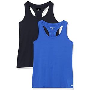 Amazon Essentials 2-Pack Tech Stretch Racerback Tanktop voor dames,Helder Blauw/Zwart,XS