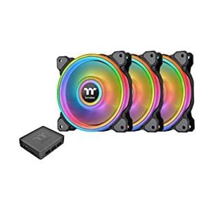 Thermaltake Riing Quad 120 mm 16,8 miljoen RGB-kleuren (Alexa, Razer Chroma) Software ingeschakeld 4 lichtringen 54 adresseerbare LED 9 bladen hydraulische lagerbehuizing/radiatorventilator