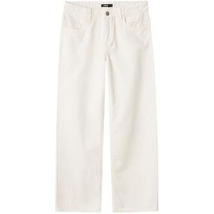 NAME IT - Nlflanglaise Twi Nw - Jeansbroek - Witte Alyssum - Brede Pasvorm, Verstelbare Taille