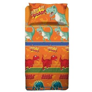 hermet Dinosaurus, eenpersoonsbed, eenpersoonsbed, hoeslaken, kussensloop, 100% katoen, oranje