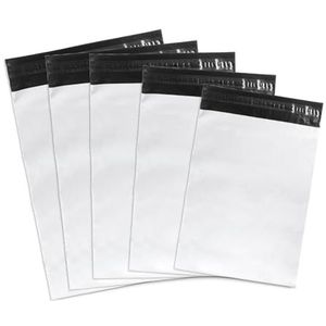 Emerson 50 stuks plastic verzendzakken 40 x 50 cm, met zelfklevende sluiting, wit, ondoorzichtig, verzendzakken voor kleding, artikelen, verpakkingszakken, plastic, verschillende maten