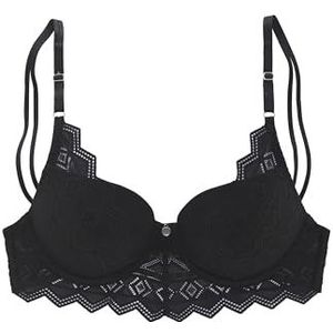 s.Oliver RED LABEL - Romane - Push-up-bh - Zwart - Met Beugel en Grafische Kant