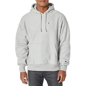 Champion Heren, Reverse Weave Pullover Hooded Sweatshirt, Beste Comfortabele Hoodies, Linkerborst C, Oxford Grijs/Linker Borst C Logo, XL
