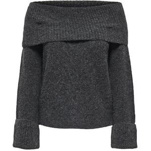 Onlluna Ls Off Shoulder Pullover KNT, dark grey melange, XS