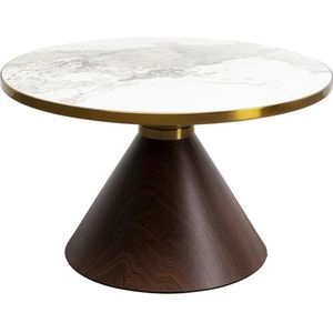 Kare Design salontafel Cono keramiek, bruin, diameter 70 cm, marmeren plank, hoogwaardig design, koffietafel, woonkamertafel, rond, tafelblad steen, 34 x 70 x 70 cm (h x b x d)