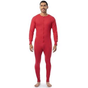 INDERA Lange Traditionele Rib Knit Union Suit, Heren Rood