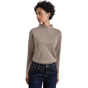 STREET ONE Structuurshirt met knopen, Licht Mocha Beige, 38