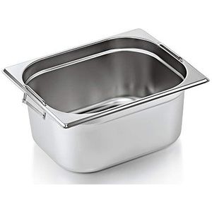 WAS 7312 150 Serie 73 Chrome Nikkel Staal Gastronorm Container met Stapelrand 9.5L, 1/2 GN, 325mm x 265mm x 150