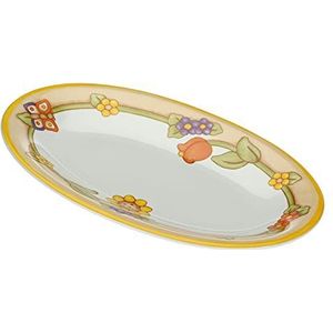 THUN - Ovale multifunctionele plaat met bloemen en vlinder - keuken, voor de tafel - cadeau-idee - Line Country - porselein - Ø 38 cm