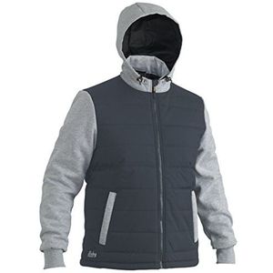 Bisley Workwear UKBJ6944_BCCG Flex & Move Jas Hooded Puffer Fleece Contrast Lange Mouw - Houtskool, M