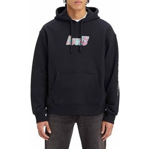 Levi's Heren Relaxed Graphic Sweatshirt Hoodie Hoodie, Poster Logo Fill Po Caviar, XS
