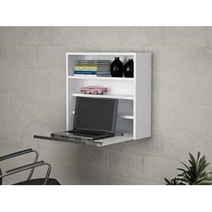 Alphamoebel 4234 Violin Bureau, computertafel, werktafel, bureautafel, laptoptafel, pc-tafel, wit, wandmontage, met plank, 64 x 60 x 24 cm