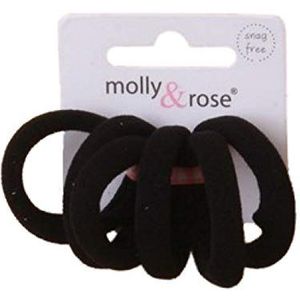 Set van 6 Kleine Zwarte Zachte Jersey Eindeloze Haar Elastiek Bobbles Bands Ties