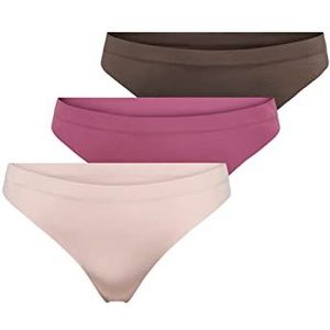 ONLY Dames G-string ONLTRACY G-String, Chicory Coffee/Pack:+ Dry Rose + Sepia Rose, XL