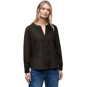 Street One Dames Corduroy blouse in effen kleur in Bruin, in size: 34