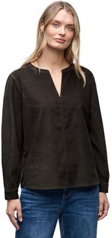 Street One Dames Corduroy blouse in effen kleur in Bruin, in size: 34