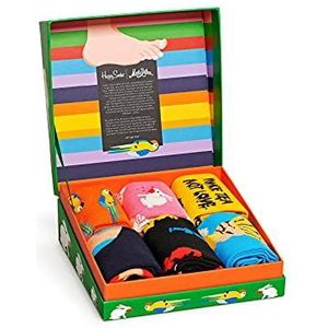 Happy Socks Monty Python Gift Set, Kleurrijke en Leuke, Sokken voor Dames en Heren, Beige-Zwart-Blauw-Oranje-Roze-Geel 6 paar (41-46)