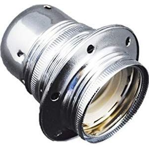 Decoratieve E27 lamphouder met dubbele ring in zilveren afwerking. Ideaal om uw kamers een moderne en elegante touch te geven en functionaliteit en stijl in verlichting te combineren.