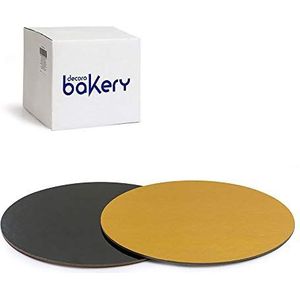 Decora, 5933114 Pack van 50 taartborden Ø 30 x 3 H mm, kleur goud en zwart, van karton, gecoat met waterdichte folie, ideaal voor het presenteren en serveren van snoep