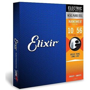 Elixir® Strings snaren voor zevensnarige elektrische gitaar met NANOWEB®-Coating, licht (.010-.056)