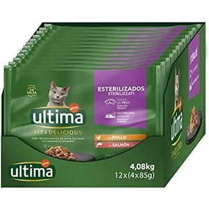 Ultima Natvoer voor katten met kip en zalm - 4 x 85 g x 12 (4,08 kg) - 4080 g