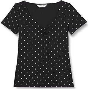 People Tree Henley-shirt met sisselblaadjesprint voor dames, Zwart, 38