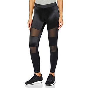 Urban Classics Shiny Tech Mesh leggings voor dames, zwart, M