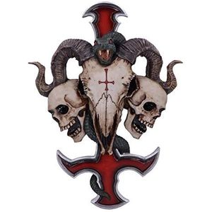 Nemesis Now James Ryman Devils Ram's Skull Petrine Cross Wall Plaque, Rood, 30,5cm, B5304S0