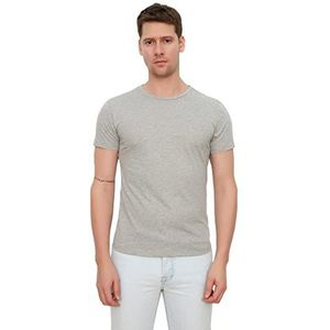 Trendyol Men's Gray Basic Heren Slim Fit 100% Katoen Short Sleeve Bike T-Shirt, 3XL