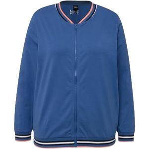 Ulla Popken, Dames, grote maten, loungewear jas, blauw, 50-52