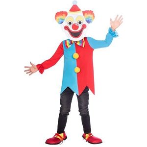 Amscan 9907114 Kinderkostuum clown, shirt met lange mouwen, hoofdbedekking, grappig maker, themafeest, carnaval, Halloween