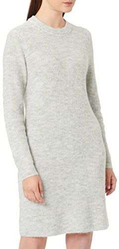 PIECES Dames Pcellen Ls O-Neck Knit Dress Noos Bc Jurk, lichtgrijs gem., M