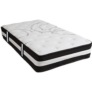 Flash Furniture Hybride pocketveringmatras, middelsterk schuimrubber matras voor een goede nachtrust, hoogwaardig matras in individuele maat, 90 x 200 x 30 cm, wit