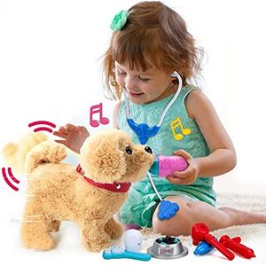 KOONIE Hondenspeelgoed voor kinderen, interactief speelgoed voor lopen en blaffen, elektronische huisdieren met functie, knuffeldier, elektrisch knuffeldier, cadeau voor 2, 3, 4, 5 jaar, meisjes,