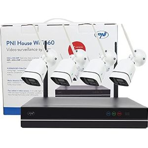 PNI House WiFi660 NVR 8-kanaals videobewakingskit en 4 draadloze buitencamera's 3MP, P2P, IP66